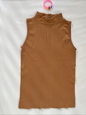 Soho Girls Ribbed Mock Neck Tank - Brown